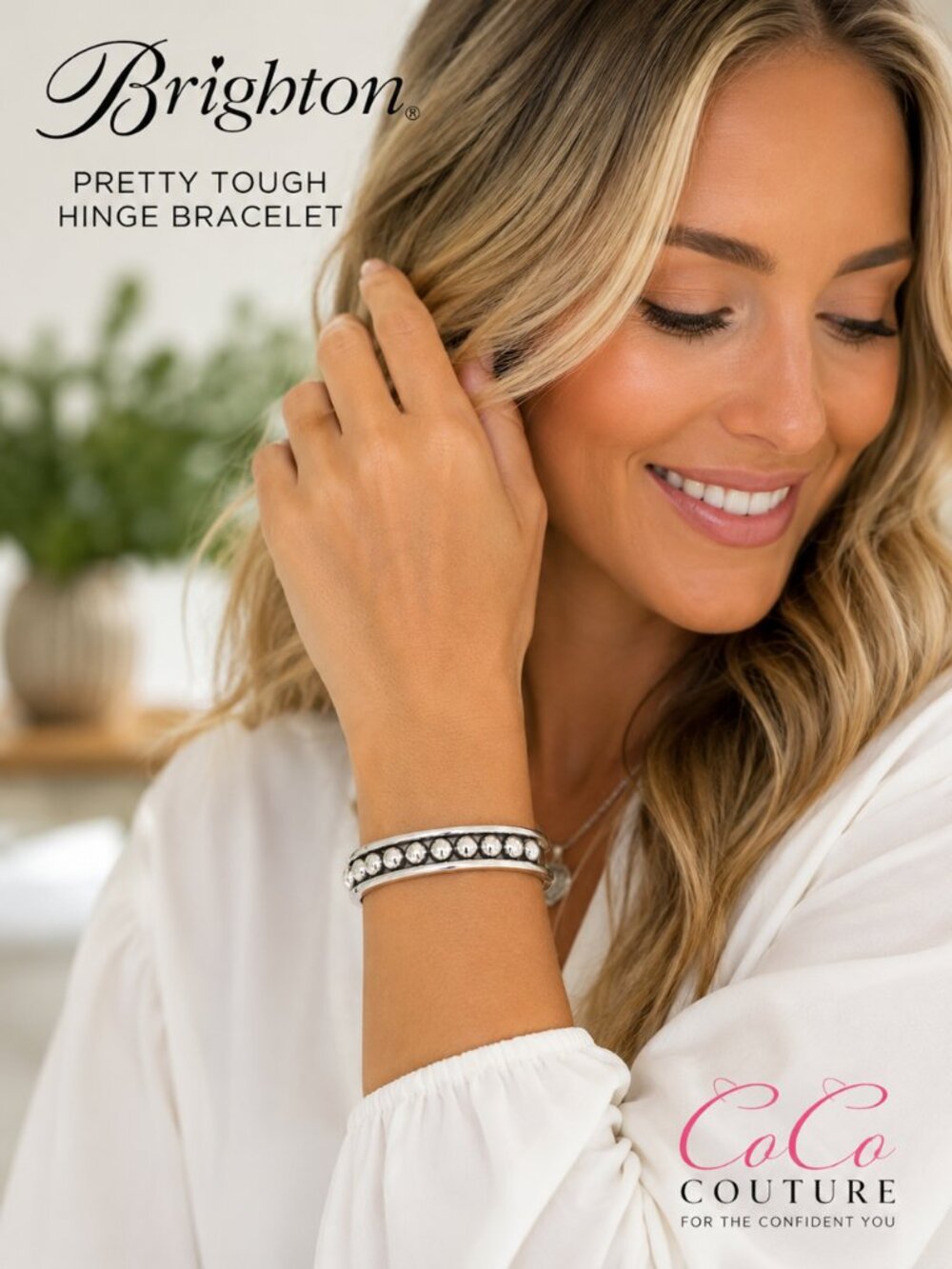 JF0104 Pretty Tough Stud Hinged Bangle by BRIGHTON